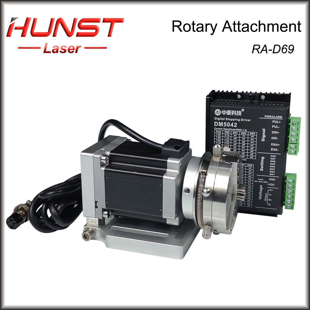 Hunst D69 CNC Router Laser Marking Machine Rotary Axis Chuck for Ring Bracelet Jewelry Engraving Auto Lock Rotary Attachment