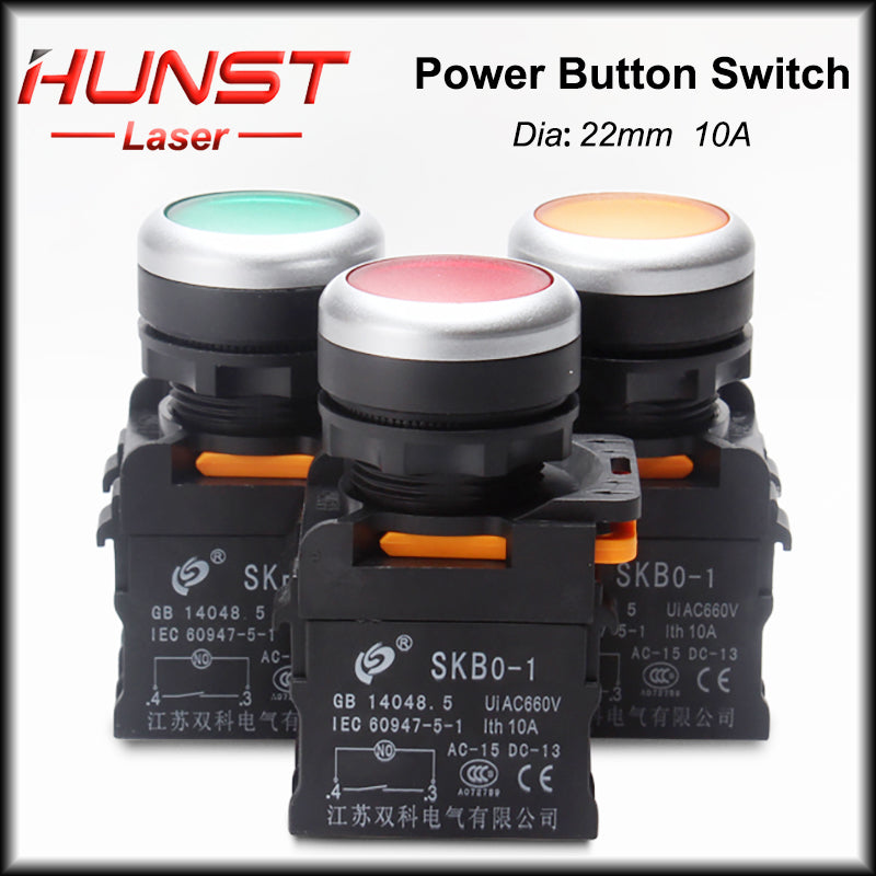 Hunst 22mm Quality Sliver Contact Push Button Switch, For Laser Marking Machine & CO2 Laser Cutting Engraving Machine