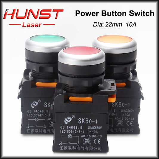 Hunst 22mm Quality Sliver Contact Push Button Switch, For Laser Marking Machine & CO2 Laser Cutting Engraving Machine
