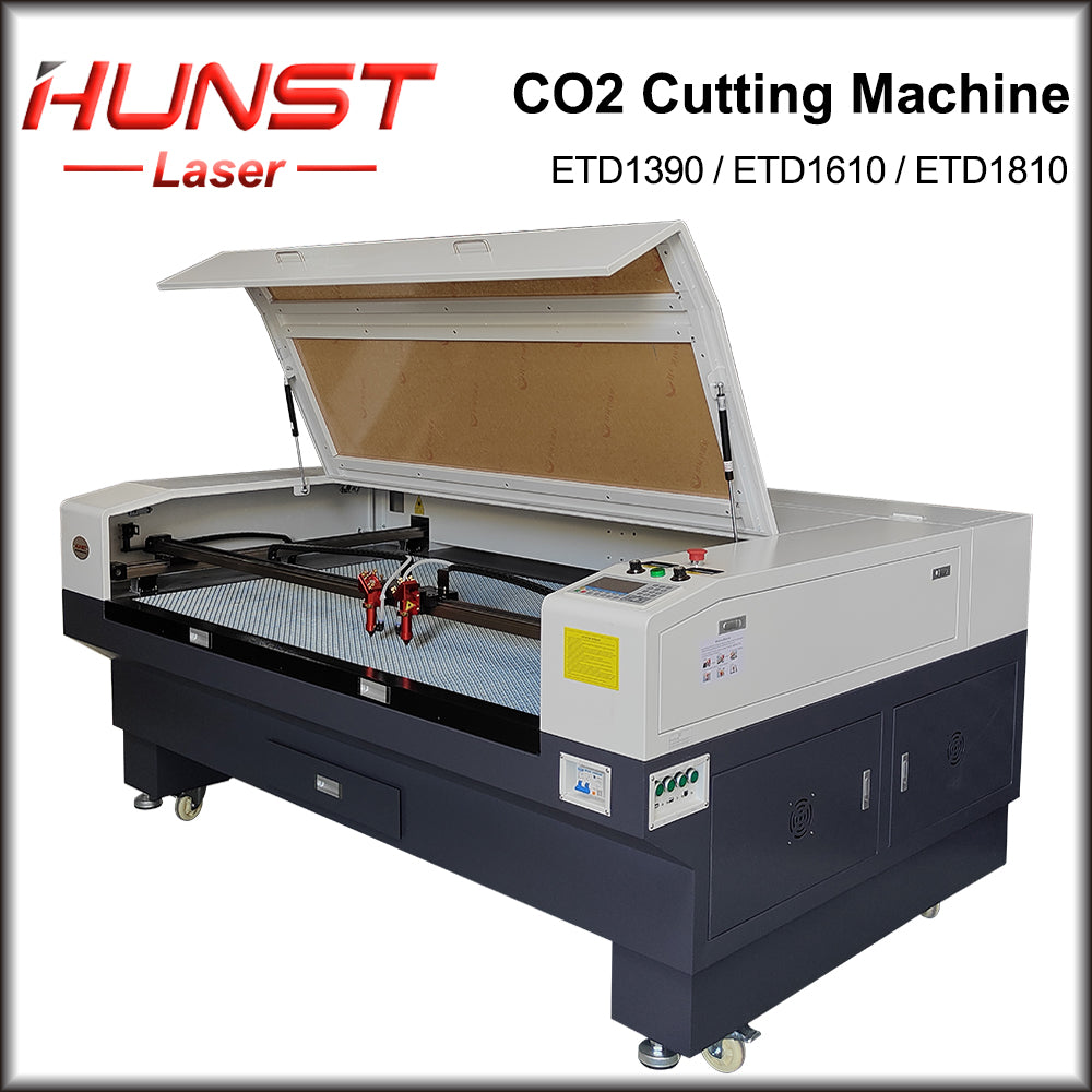 Hunst Máquina de corte e gravação a laser de CO2 de cabeça dupla 1390/1610/1810 Cortador a laser para madeira, tecido acrílico, couro, papel, pano