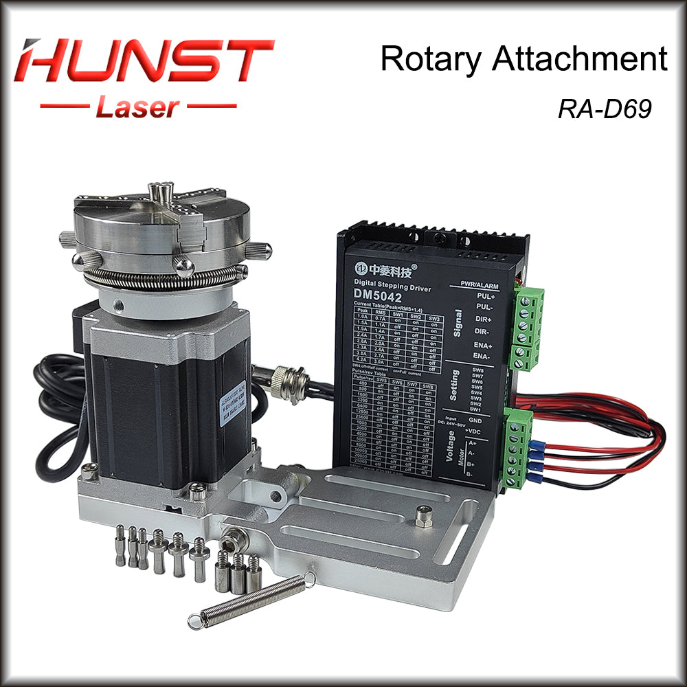 Hunst D69 CNC Router Laser Marking Machine Rotary Axis Chuck for Ring Bracelet Jewelry Engraving Auto Lock Rotary Attachment