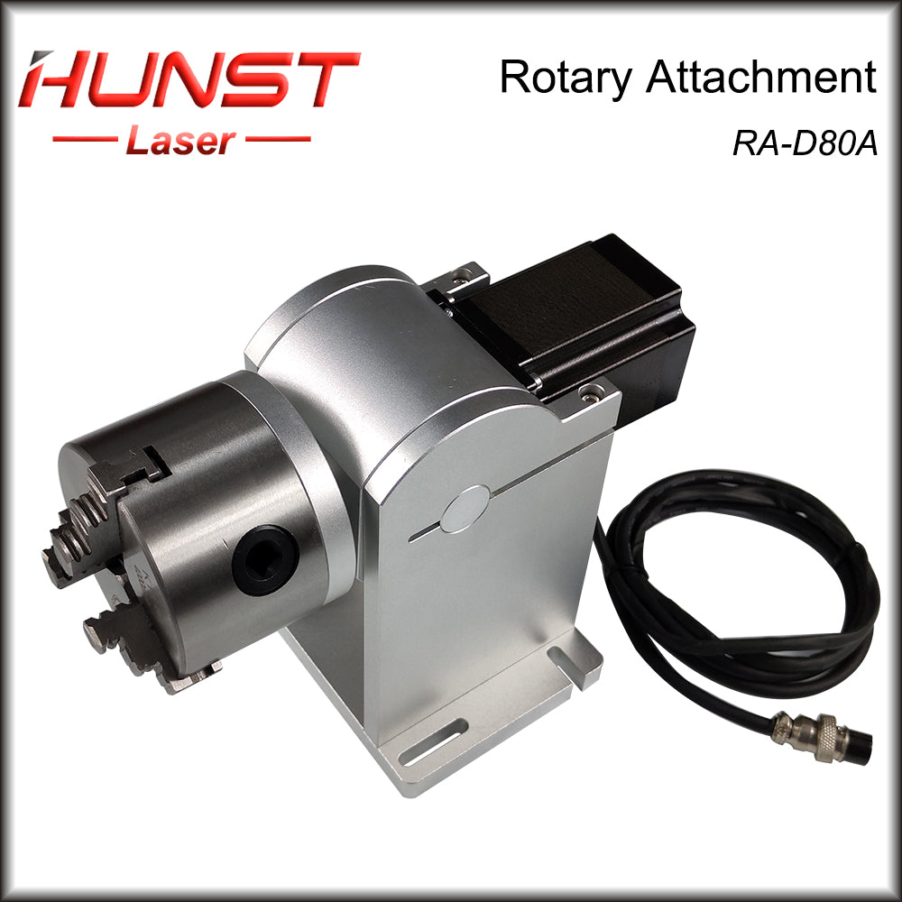 Hunst Rotary Attachment MAX Diameter 80mm Rotary Device with Three Chuck +DM5042 Driver for UV CO2 & Fiber Laser Marking Machine