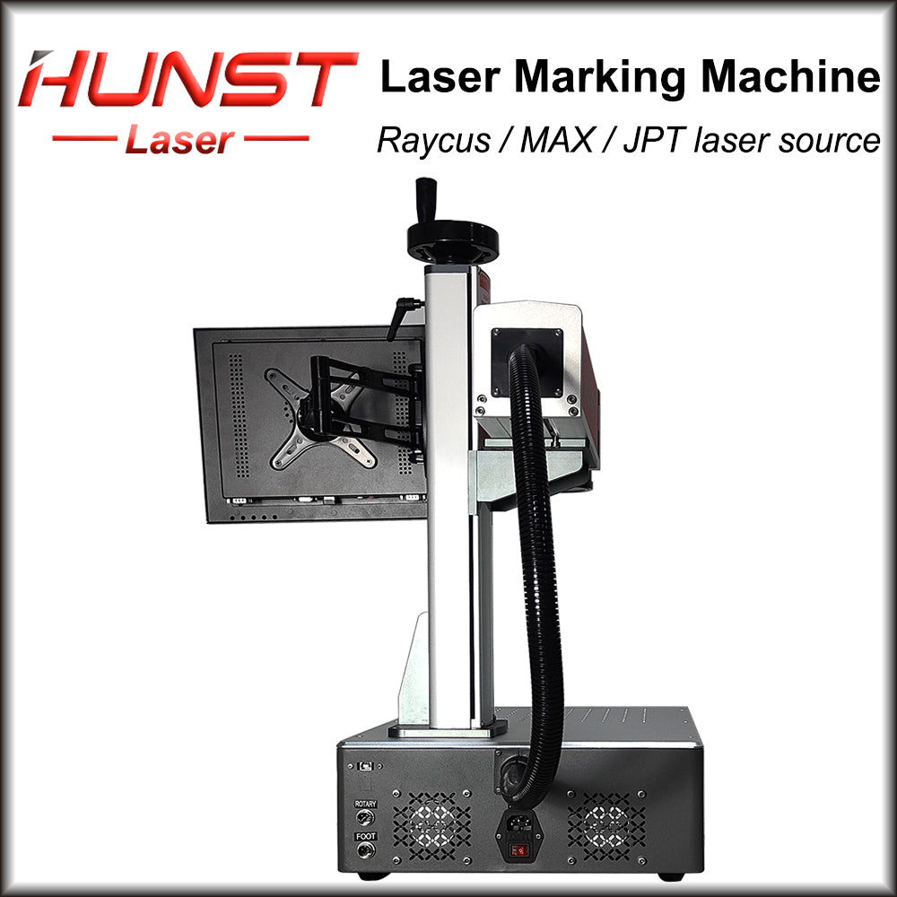 Máquina de marcação a laser de fibra Hunst 20w 30w 50w equipada com um computador PC para gravação a laser em joias de metal, ouro e prata