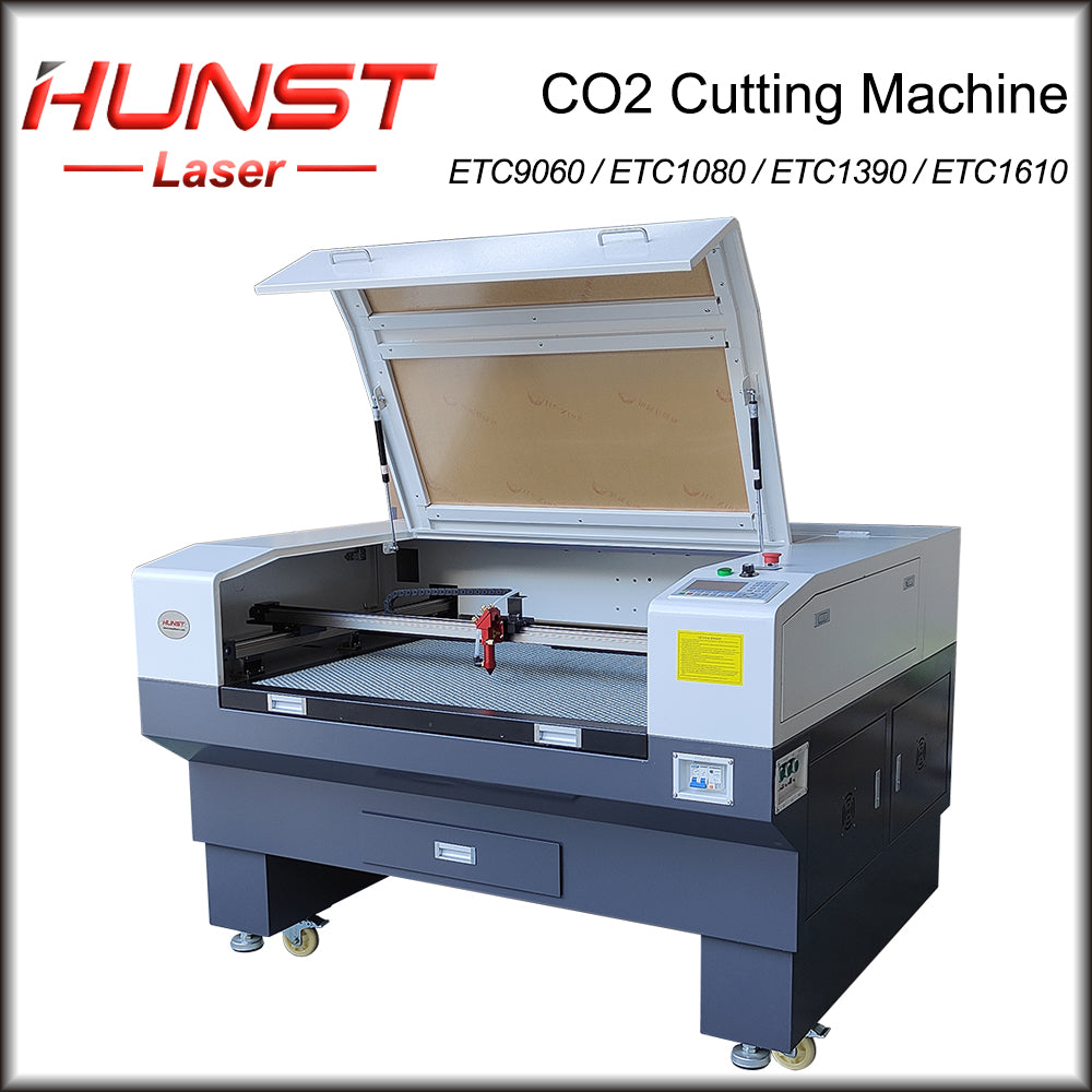 Hunst 80w 100w 130w CO2 Máquina de corte e gravação a laser 9060/1080/1390/1610 Cortador a laser para madeira, tecido acrílico, couro, papel