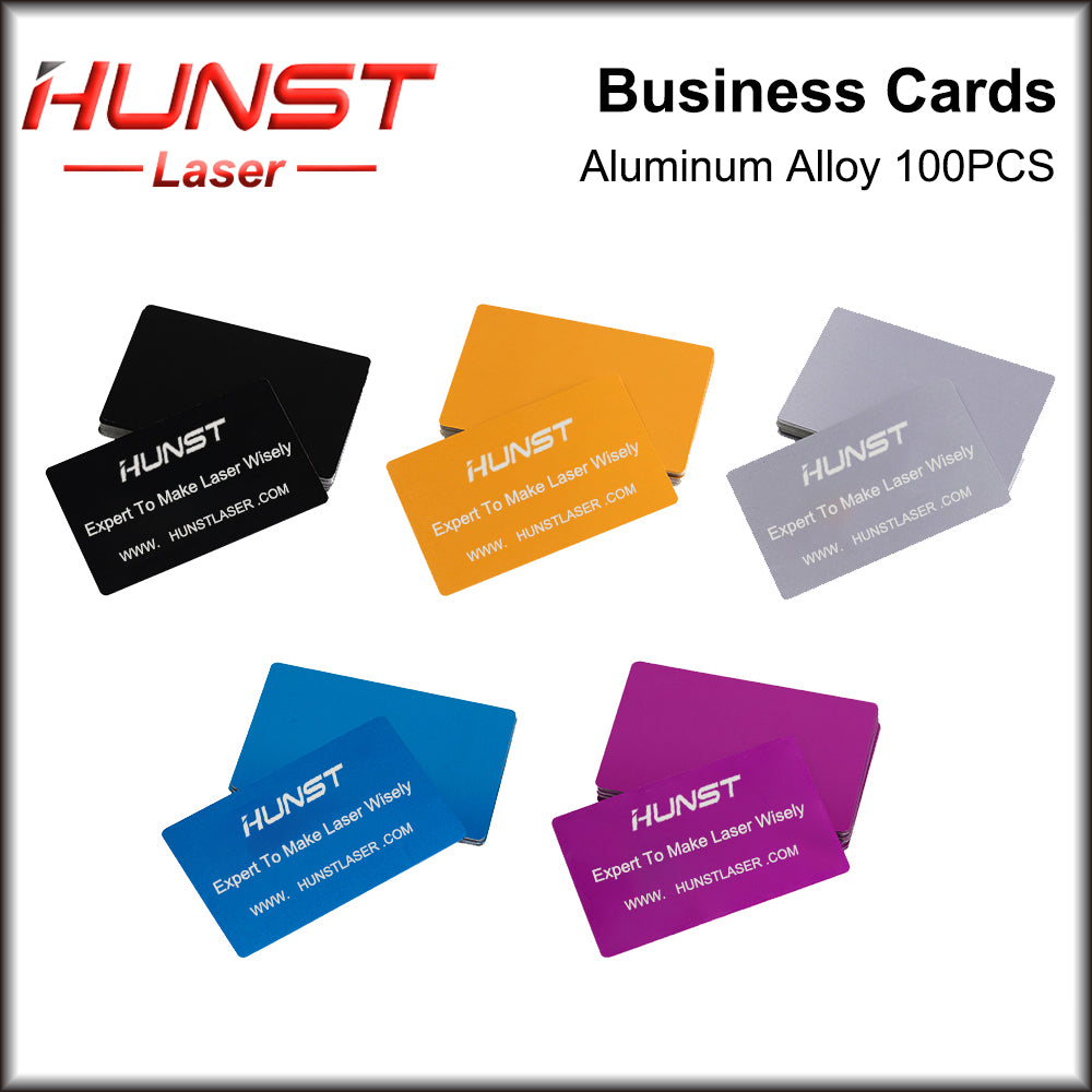 Hunst 100PCS/LOTE Cartões de Nome Comercial Multicolorido Liga de Alumínio Folha de Metal Material de Teste para Máquina de Marcação a Laser