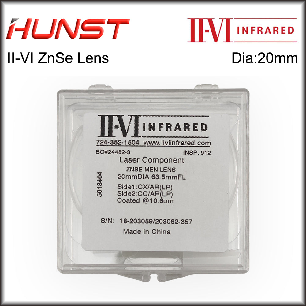 Hunst II-VI ZnSe Focus Lens Diameter 20mm FL 50.8mm 63.5mm Laser Lens for CO2 Engraving Cutting Machine Accessories