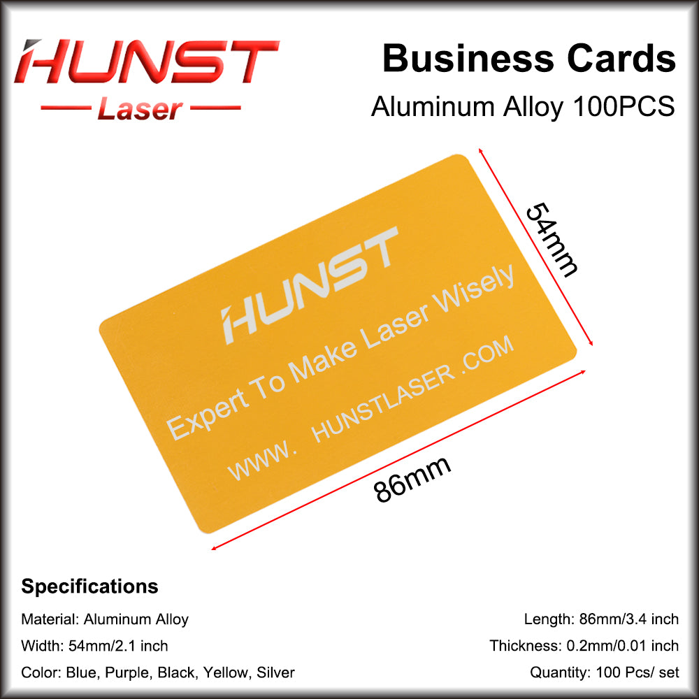 Hunst 100PCS/LOTE Cartões de Nome Comercial Multicolorido Liga de Alumínio Folha de Metal Material de Teste para Máquina de Marcação a Laser