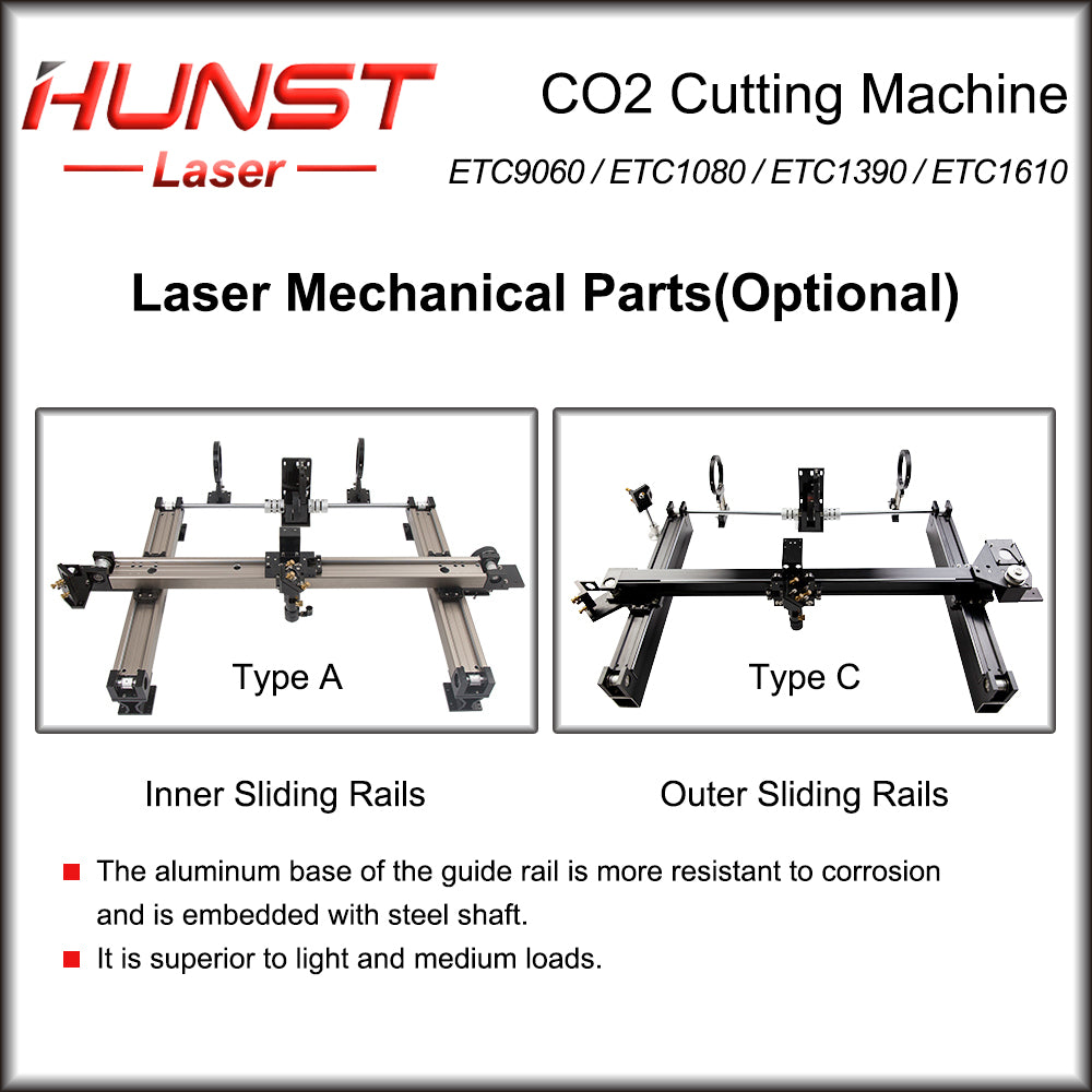 Hunst 80w 100w 130w CO2 Máquina de corte e gravação a laser 9060/1080/1390/1610 Cortador a laser para madeira, tecido acrílico, couro, papel