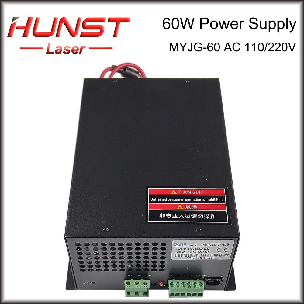 Hunst MYJG 60W CO2 Laser Power Supply 110V/220V Laser Generator For 50~70W Engraving Cutting Machine