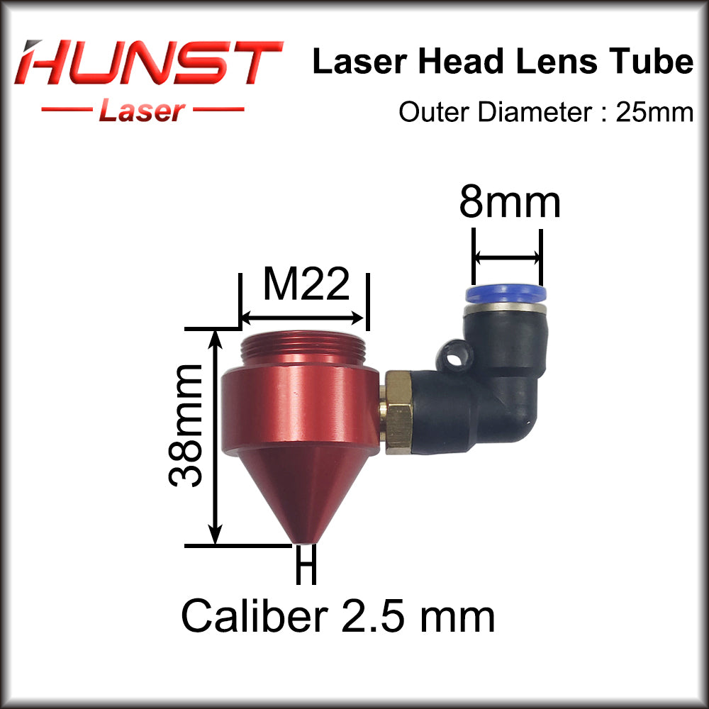 Hunst Co2 Lens Tube Outer Diameter 25mm for Lens Dia.20mm FL 50.8/63.5/101.6mm for CO2 Laser Cutting Engraving Machine