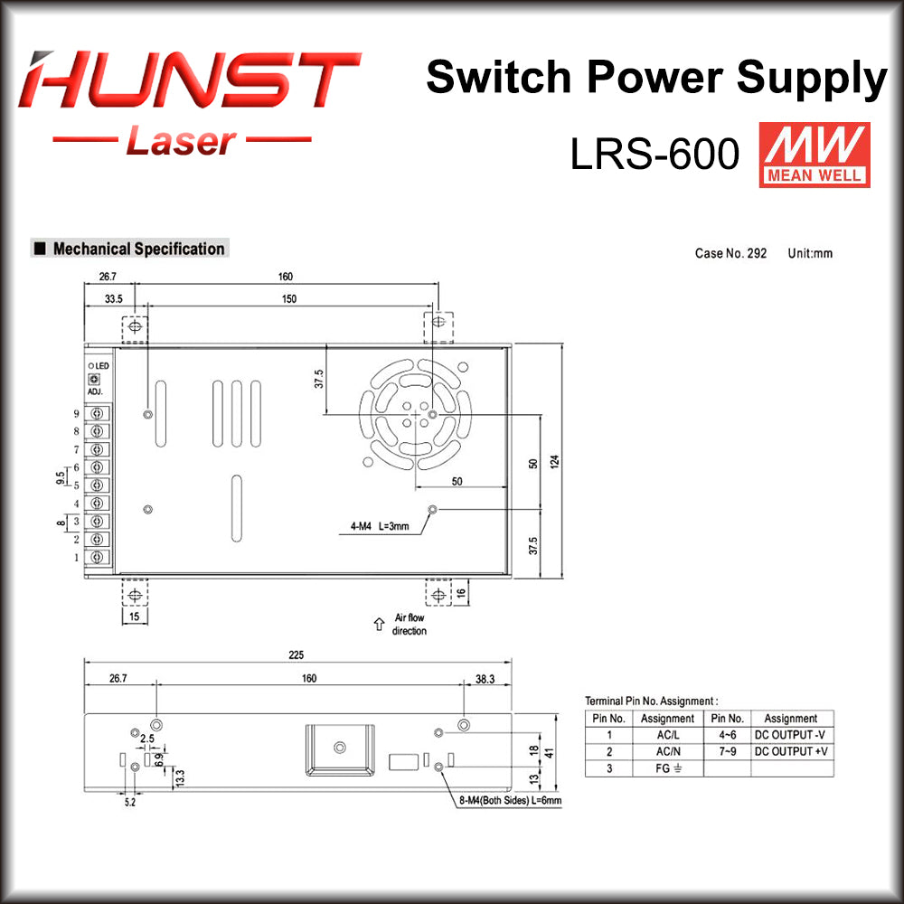 Fonte de alimentação comutada Mean Well 110 V/220 V CA para CC LRS-600-24/36/48 V