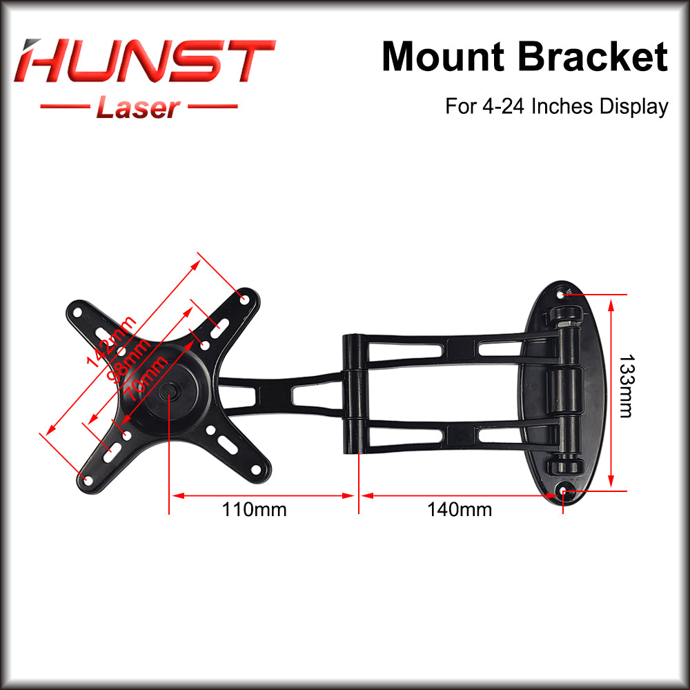 Hunst TV Disply Mount Bracket Black 160*160mm for For 4-24 Inches Display(Laser Marking Machine Monitor Stand)