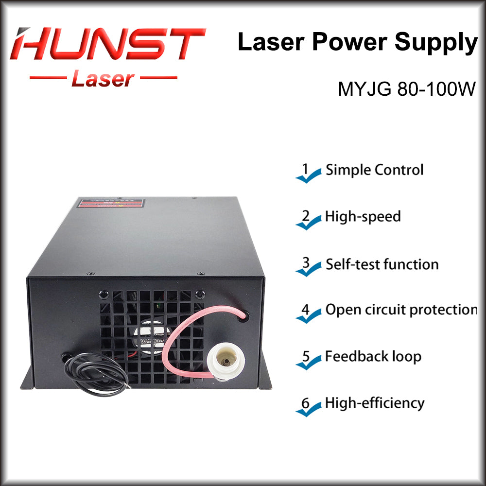 Hunst MYJG 80-100W CO2 Laser Power Supply 80~100W Laser Generator For Co2 Engraving Cutting Machine Glass Tube