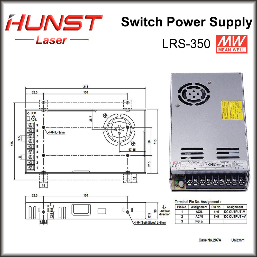 Fonte de alimentação comutada Mean Well LRS-350 série 24 V
