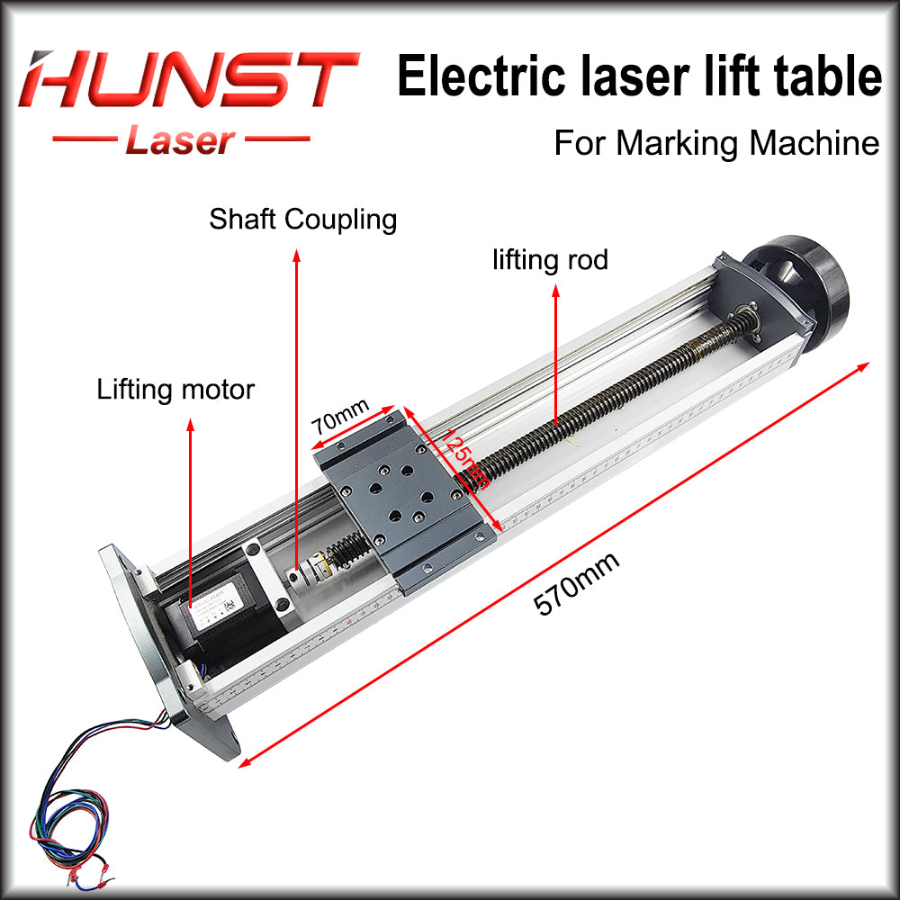 Máquina de marcação a laser Hunst, mesa elevatória automática, suporte de elevação com eixo Z, altura de 500 mm, com controle de motor, mesa elevatória elétrica.