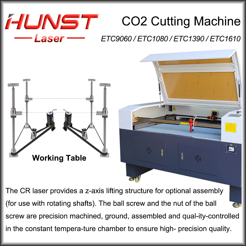 Hunst 80w 100w 130w CO2 Máquina de corte e gravação a laser 9060/1080/1390/1610 Cortador a laser para madeira, tecido acrílico, couro, papel