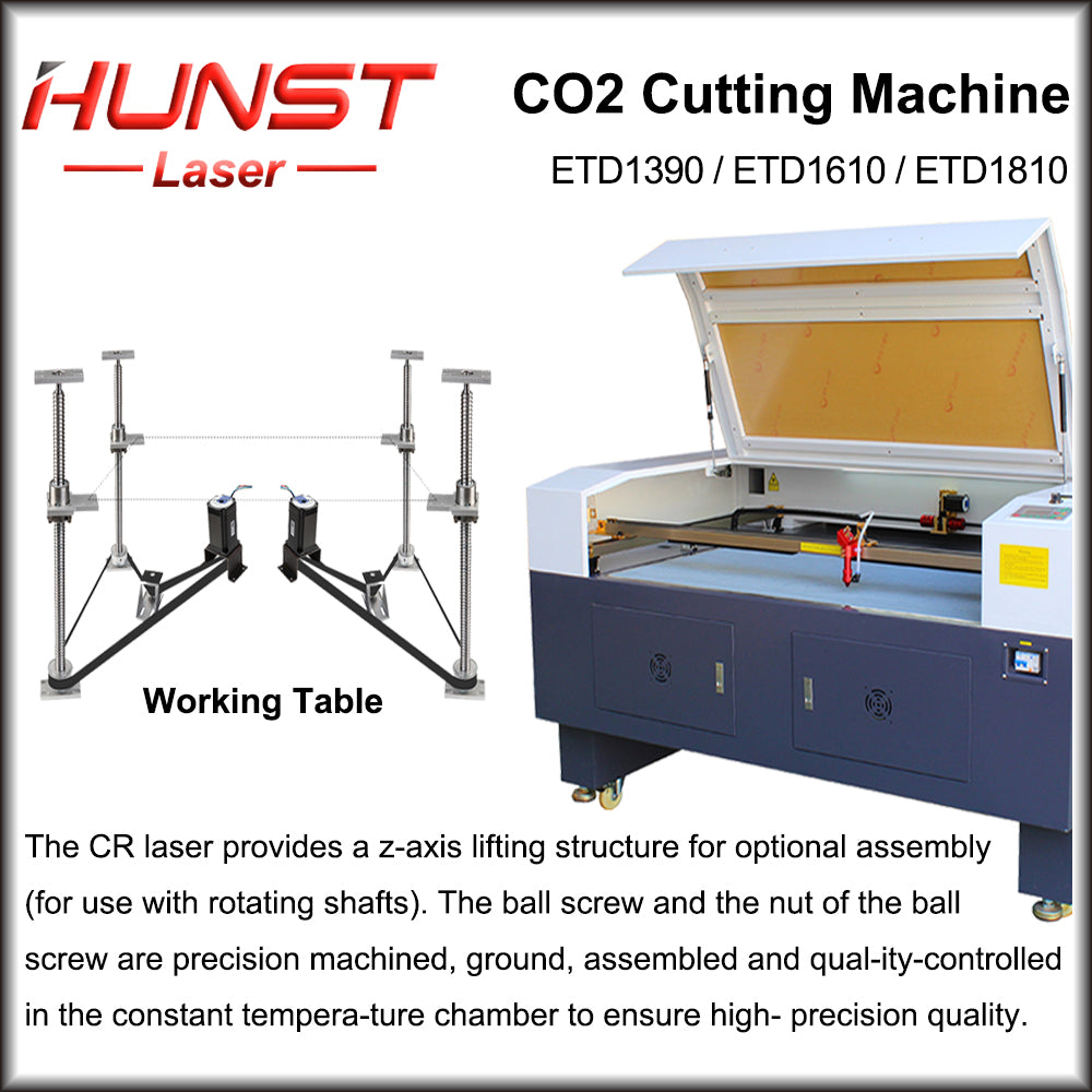 Hunst Máquina de corte e gravação a laser de CO2 de cabeça dupla 1390/1610/1810 Cortador a laser para madeira, tecido acrílico, couro, papel, pano