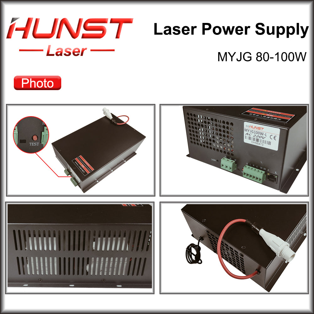 Hunst MYJG 80-100W CO2 Laser Power Supply 80~100W Laser Generator For Co2 Engraving Cutting Machine Glass Tube