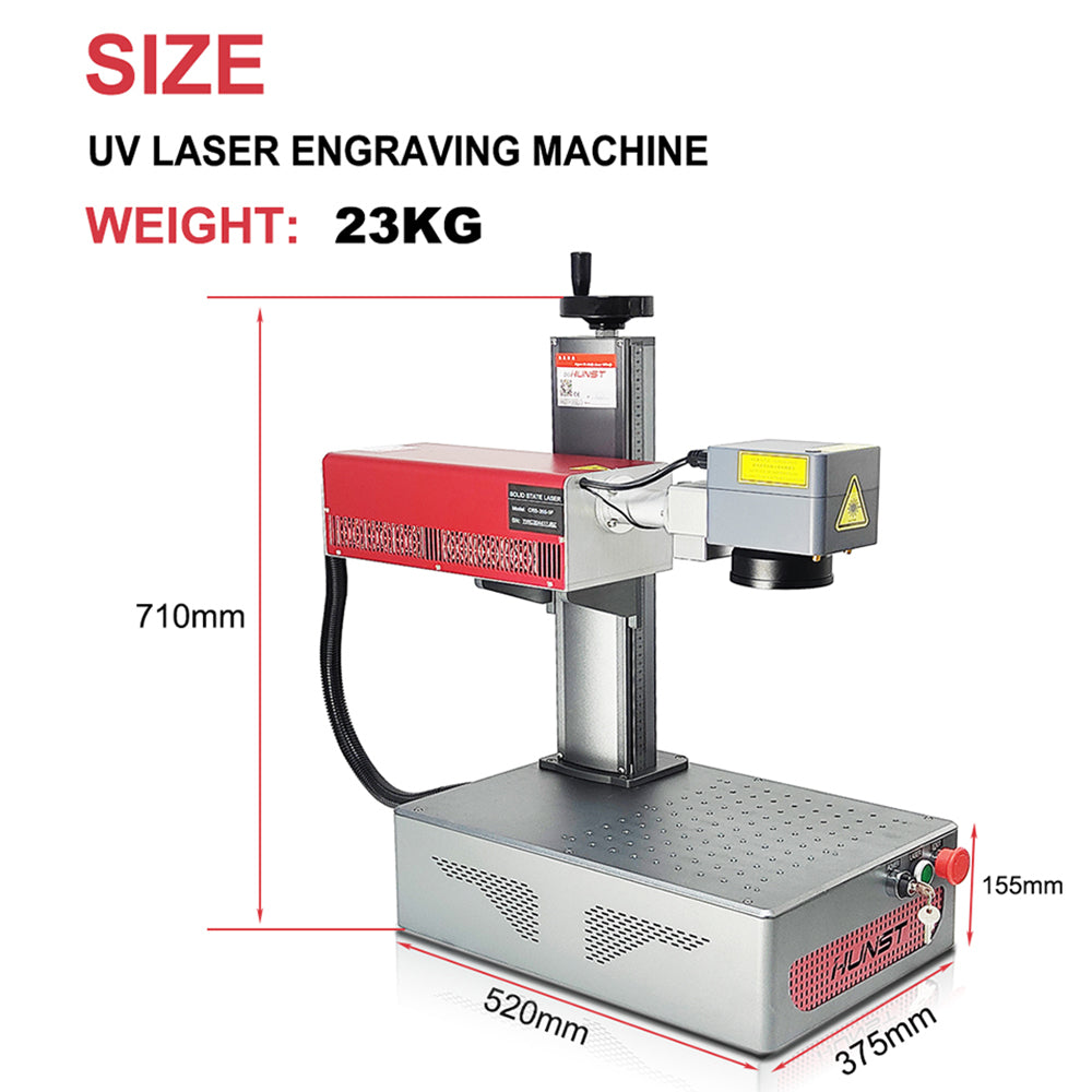HUNST Small Portable 5W UV Laser Marking Machine is Suitable For Engraving Plastic, PVC, Glass, Jade, Leather Bottles, Etc.