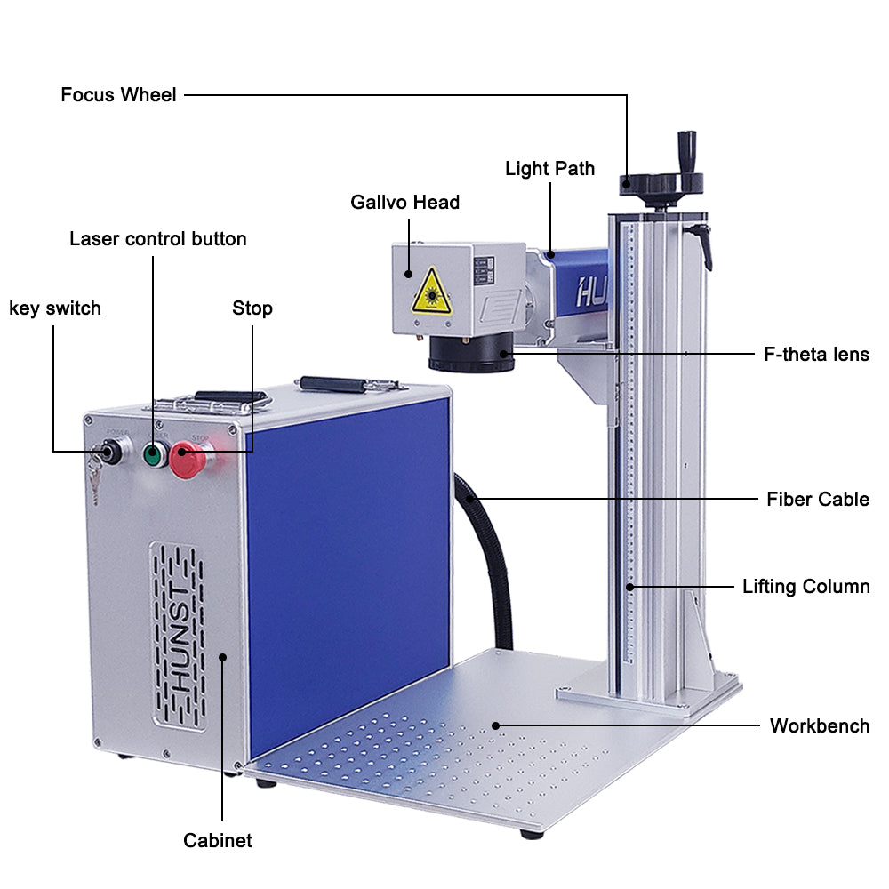 Hunst Tax free 50W 30W Fiber Laser Marking Machine Raycus para DIY Jewelry Engraving Gold, Silver, Metal, Frete grátis no Brasil, UE, México