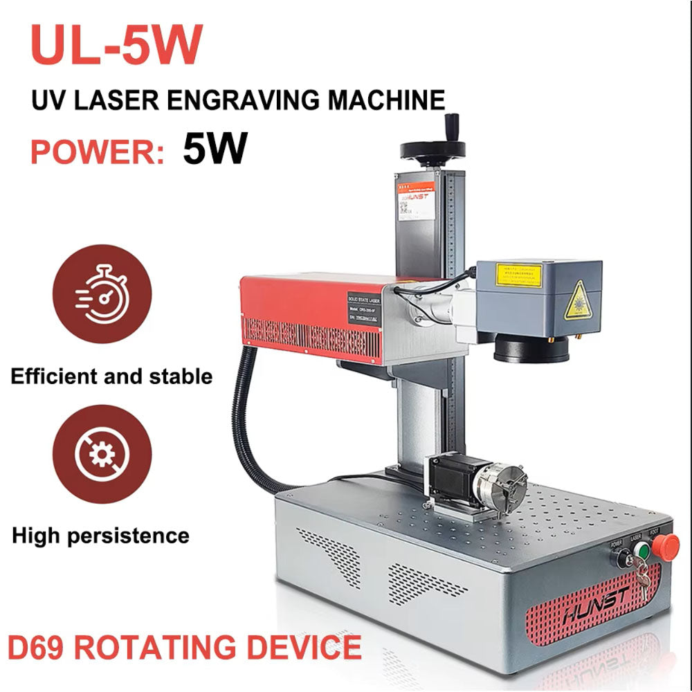 HUNST Small Portable 5W UV Laser Marking Machine is Suitable For Engraving Plastic, PVC, Glass, Jade, Leather Bottles, Etc.