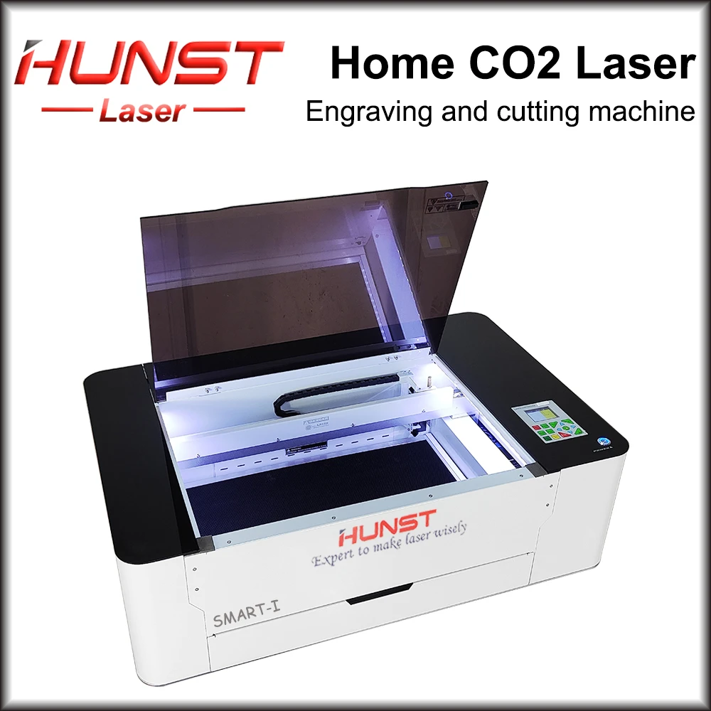 Máquina de corte a laser HUNST SMART-I Co2 Mini impressora a laser 3D de mesa Máquina de gravação de madeira compensada acrílica para hobby doméstico faça você mesmo
