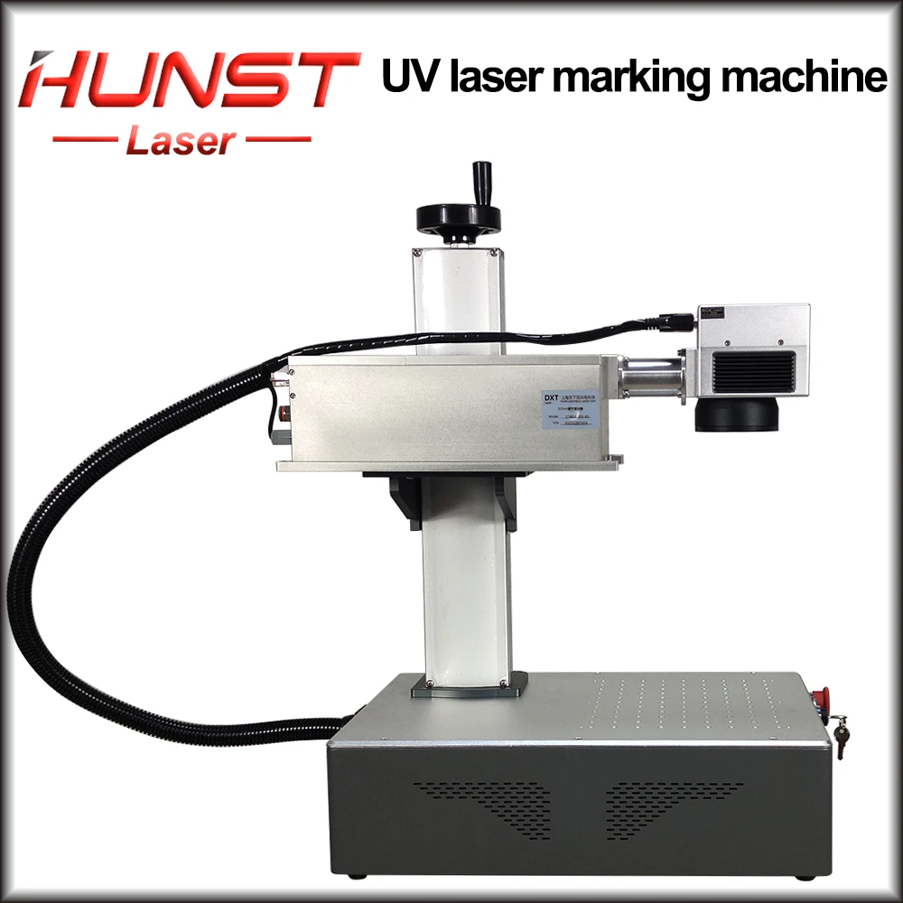 Hunst Mini Portable 3W 5W UV Laser Marking Machine is Suitable For Plastic,PVC,Glass,Jade,Leather,Bottle,Mobile Shell Engraving.
