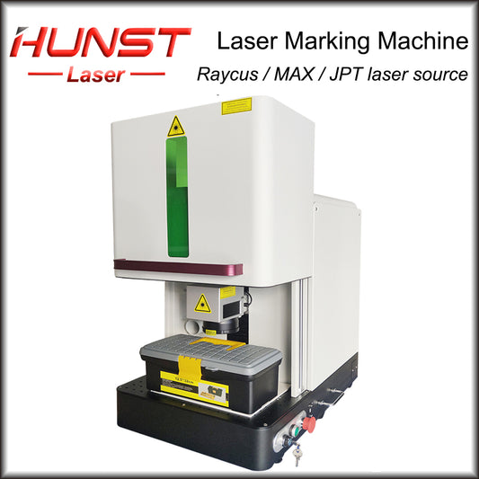 Hunst Enclosed  20 30 50 100W JPT M7 MOPA MAX Raycus Fiber Laser Marking Machine Price for Gold Silver Jewelry Cutting Engraving