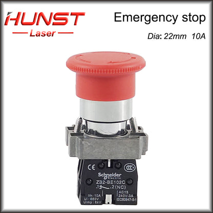 Hunst Emergency Stop Button NC Key Switch NO AC15 10A for CO2 Laser Engraving Cutting Machine