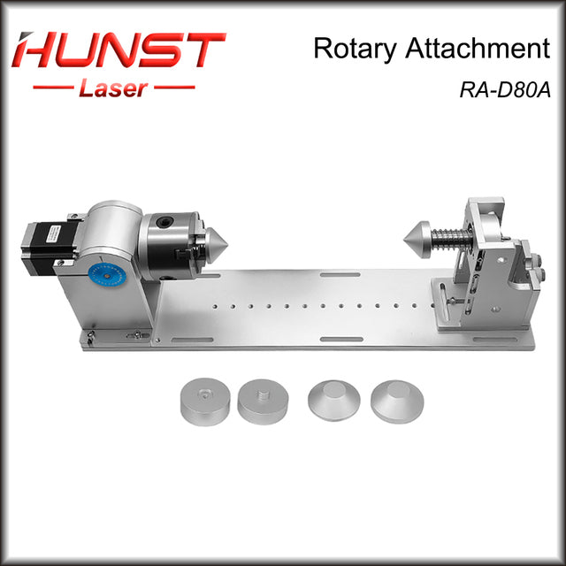 HUNST Rotary Axis 3jaw Worktable Chuck D80A & Activity Tailstock Indexing Head for CNC Laser Marking and Engraving Machine