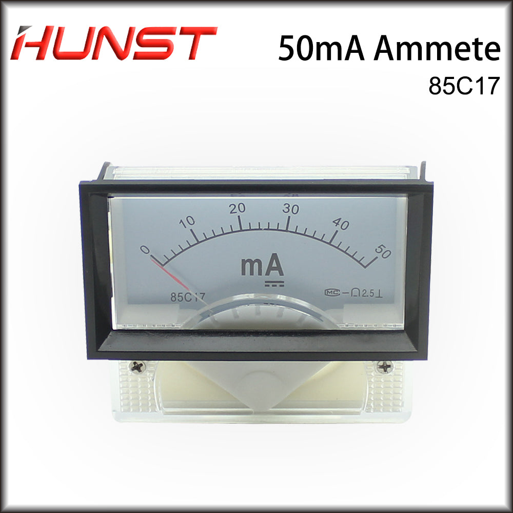 Hunst  50mA  Ammeter 85C17 DC  0-50mA  Analog Amp Panel Meter Current for CO2 Laser Engraving Cutting Machine