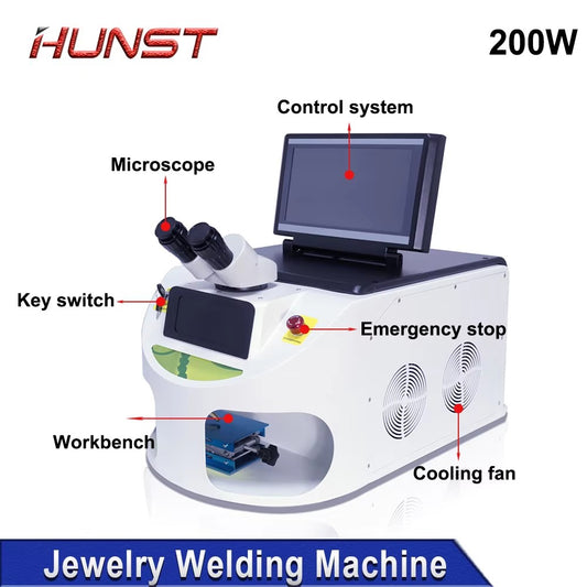 HUNST 200W Jewelry Laser Spot Welding Machine Laser Soldering With HD CCD Microscope for Gold Silver Chain Ring Pendant Denture