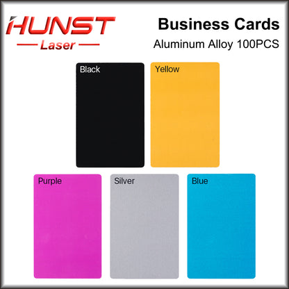 Hunst 100PCS/LOT Business Name Cards Multicolor Aluminium Alloy Metal Sheet Testing Material for Laser Marking Machine