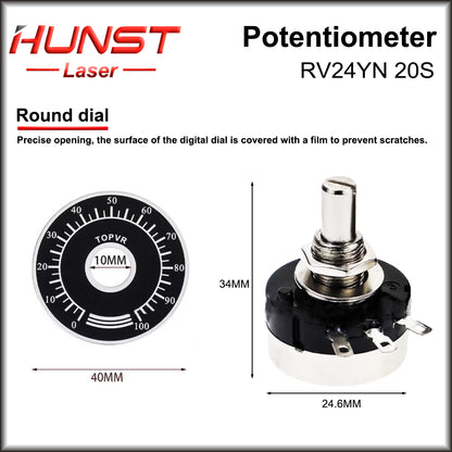 HUNST Inverter Single-turn Speed Potentiometer RV24YN 20S 2W 5K Ohm For CO2 Laser Engraving Cutting Machine Power Supply