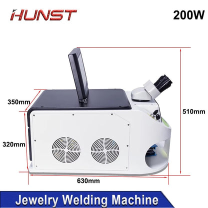 HUNST 200W Jewelry Laser Spot Welding Machine Laser Soldering With HD CCD Microscope for Gold Silver Chain Ring Pendant Denture