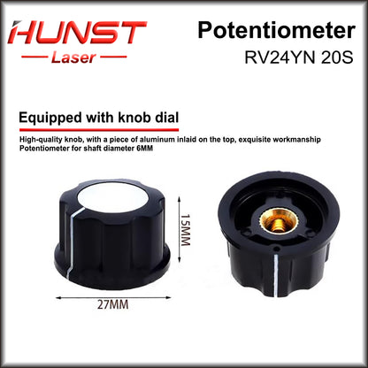 HUNST Inverter Single-turn Speed Potentiometer RV24YN 20S 2W 5K Ohm For CO2 Laser Engraving Cutting Machine Power Supply