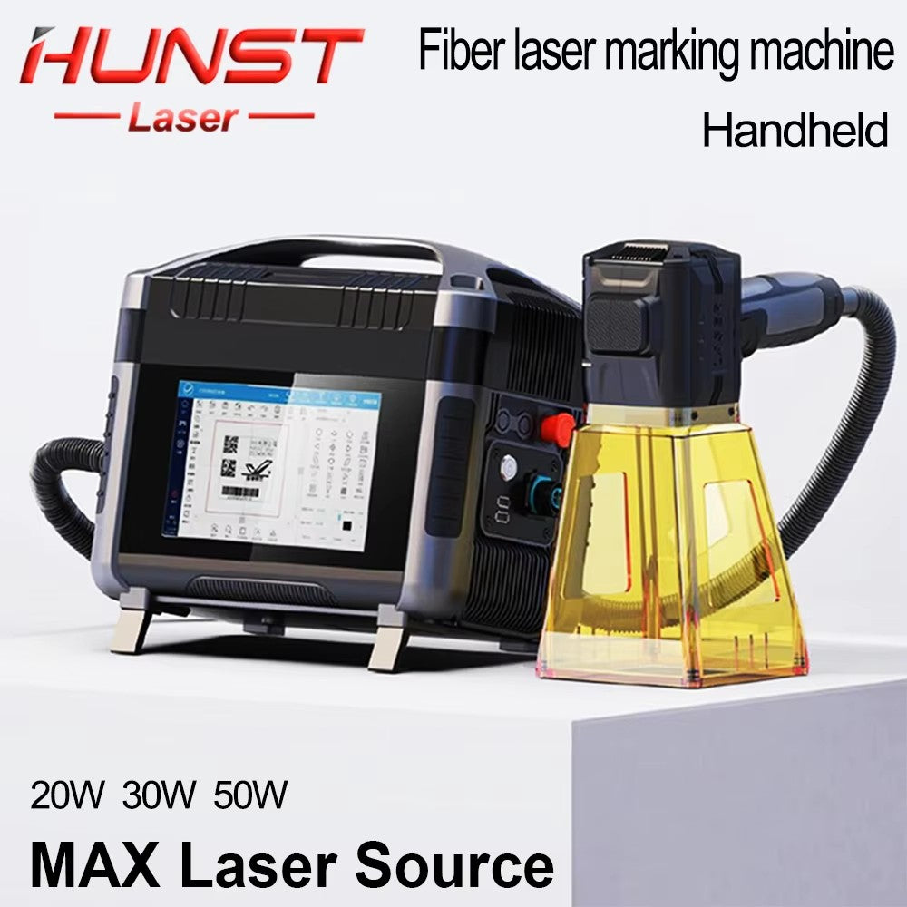HUNST 20W 30W 50W Protable Hand-held Fiber Laser Marking Machine For  Engraving DIY Print Metal Gift LOGO QR BAR Code Word IMage