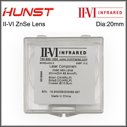 Hunst II-VI ZnSe Focus Lens Diameter 20mm FL 50.8mm 63.5mm  Laser Lens for CO2 Engraving Cutting Machine Accessories