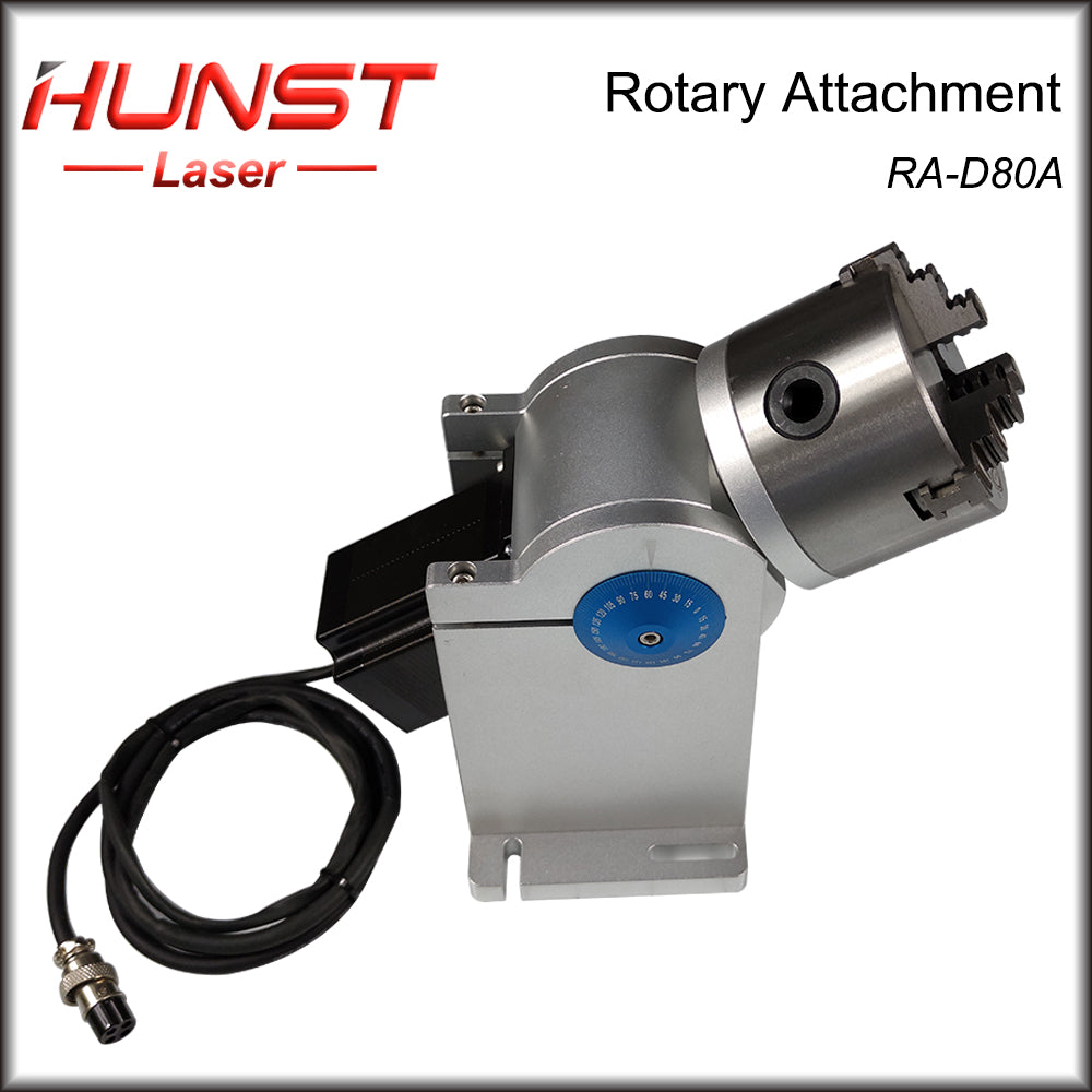 Hunst Rotary Attachment MAX Diameter 80mm Rotary Device with Three Chuck +DM5042 Driver for UV CO2 & Fiber Laser Marking Machine