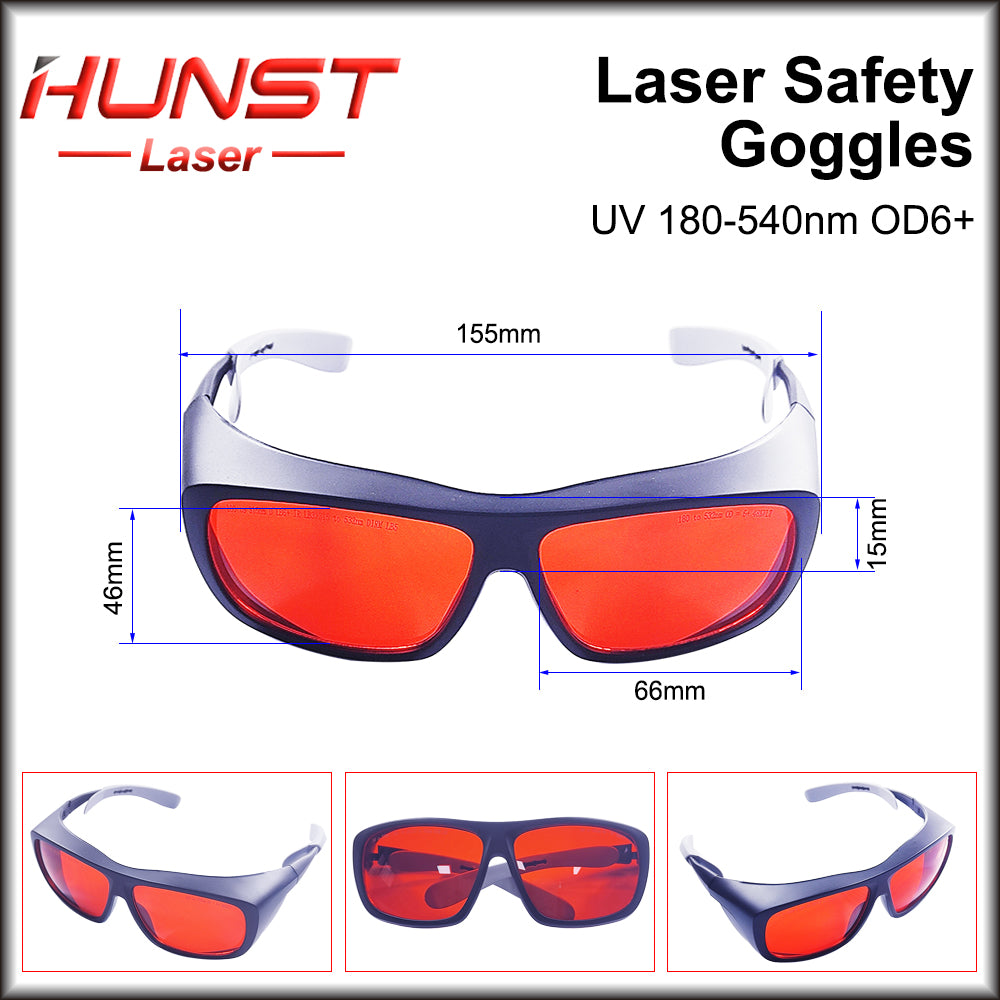 HUNST 355 & 532nm Laser Goggles Medium Size Protective Glasses Shield Protection for UV & Green Laser Safety Goggles.