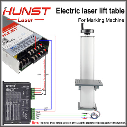 Hunst Laser Marking Machine Automatic Lift Table Z-axis Lift Stand Height 500mm, With Motor Control Electric Lifting Table.