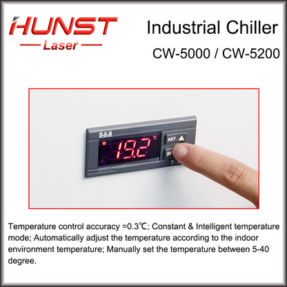 Hunst S&A CW5000 CW5200 CW5202 Industry Water Chiller for CO2 Laser Engraving Cutting Machine Cooling 80w ~ 150W Laser Tube