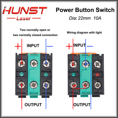 Hunst 22mm Quality Sliver Contact Push Button Switch, For Laser Marking Machine & CO2 Laser Cutting Engraving Machine