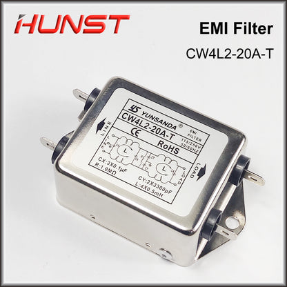 Hunst Power EMI Filter CW4L2-20A-T Single Phase AC 115V / 250V 20A 50/60HZ For Laser Cutting Machine And Laser Marking Machine.