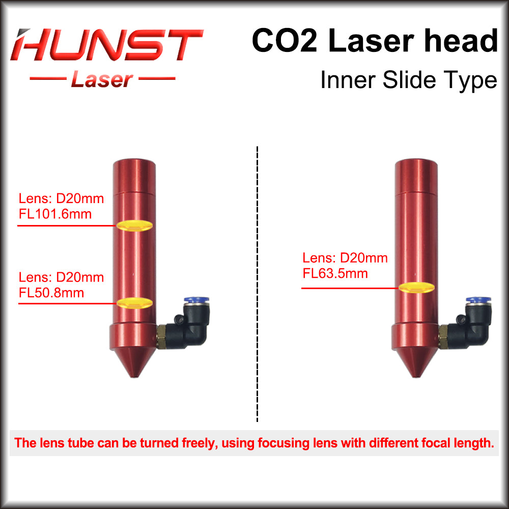 Hunst Hot Sell Inner Slide Type CO2 Laser Head with Air Nozzle for Inner Guide Rail Laser Cutting Machine Spare Parts