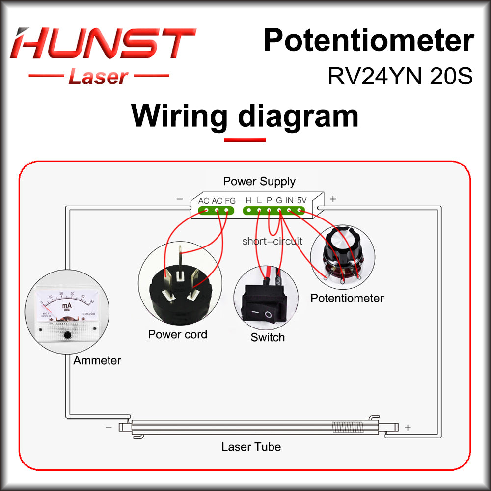 HUNST Inverter Single-turn Speed Potentiometer RV24YN 20S 2W 5K Ohm For CO2 Laser Engraving Cutting Machine Power Supply