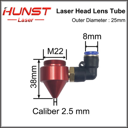 Hunst Co2 Lens Tube Outer Diameter 25mm for Lens Dia.20mm FL 50.8/63.5/101.6mm for CO2 Laser Cutting Engraving Machine