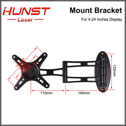 Hunst TV Disply Mount Bracket Black  160*160mm for For 4-24 Inches Display（Laser Marking Machine Monitor Stand）
