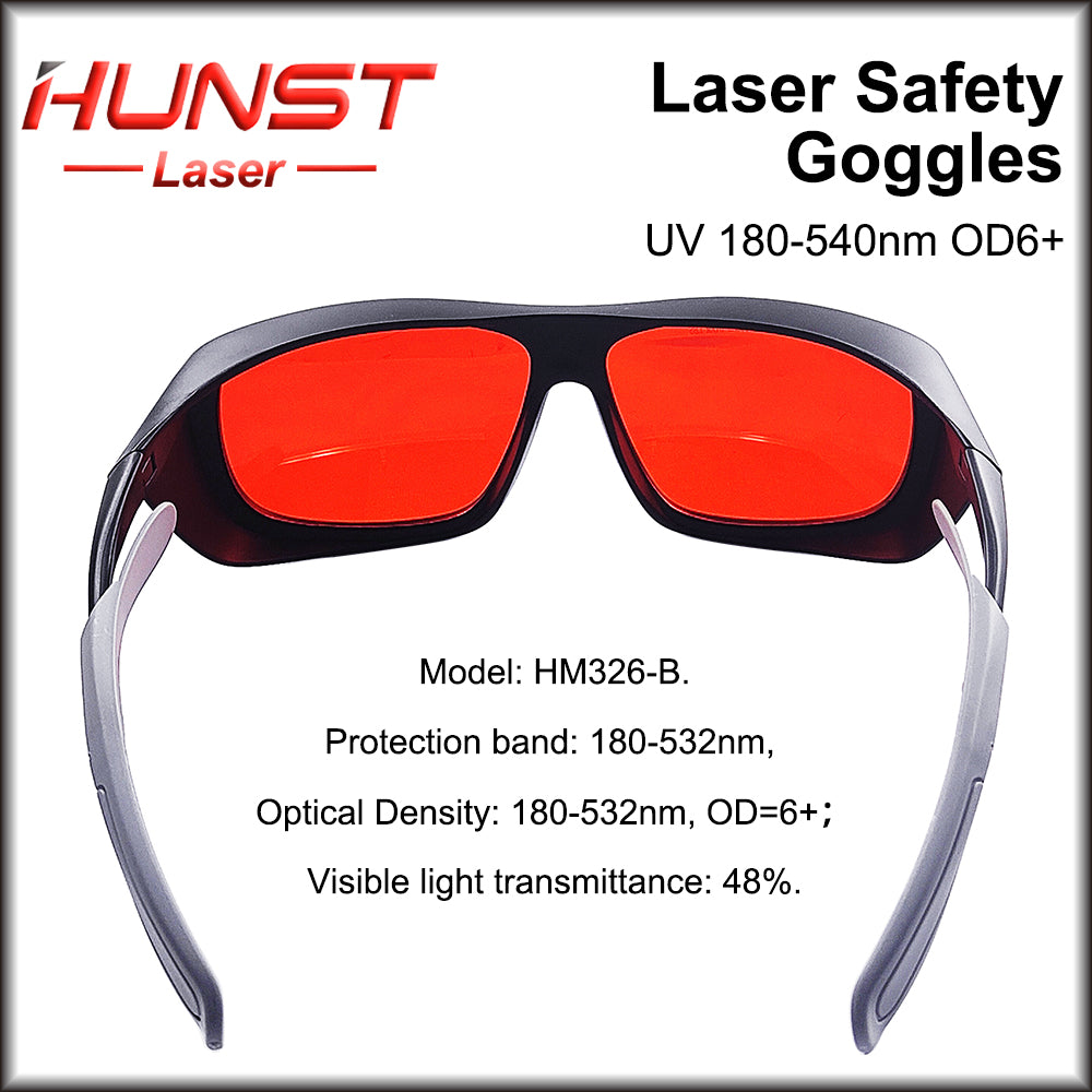 HUNST 355 & 532nm Laser Goggles Medium Size Protective Glasses Shield Protection for UV & Green Laser Safety Goggles.