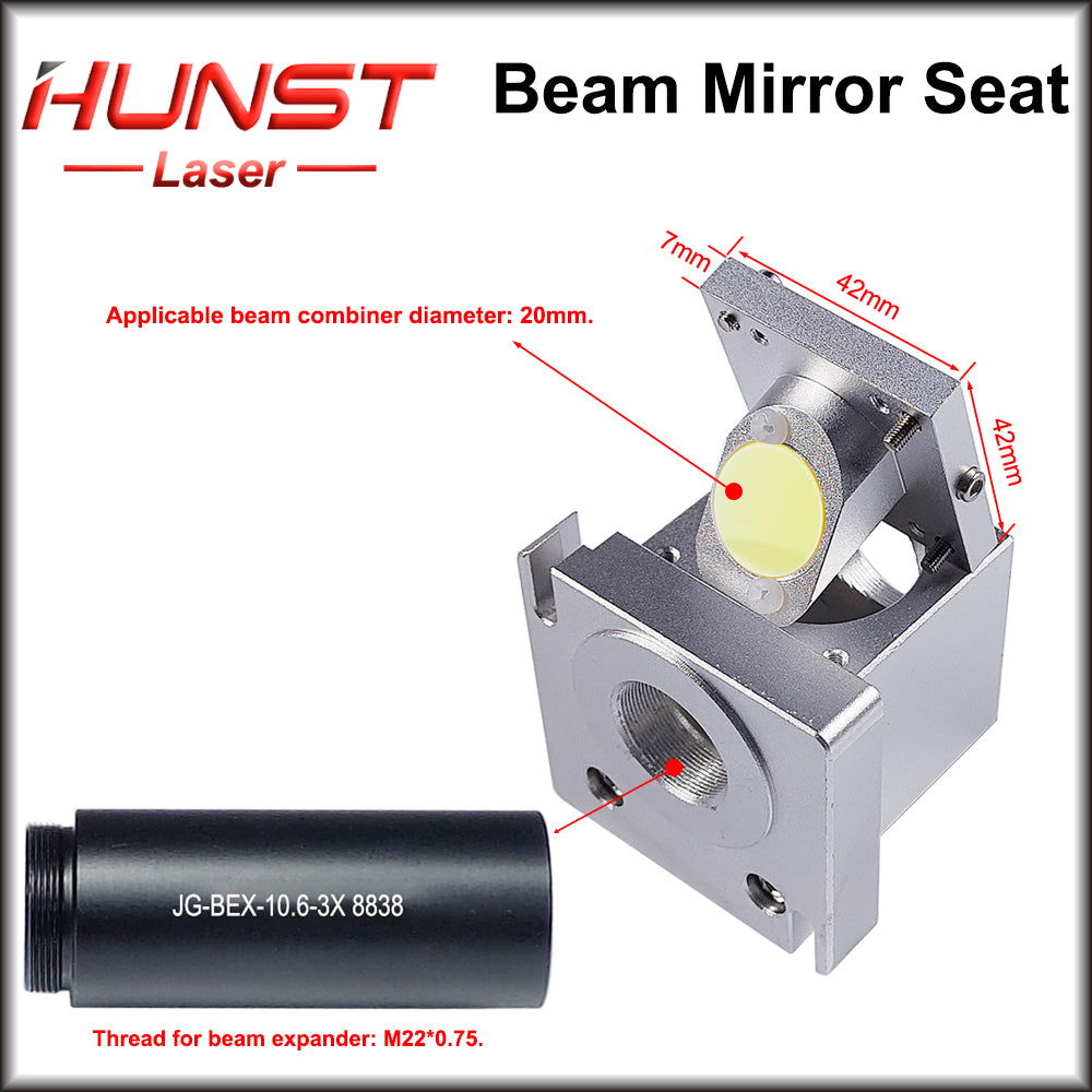 HUNST CO2 Laser Beam Mirror Seat Is Equipped with Red Light Indicator Beam Combining Mirror & Beam Expanding Mirror